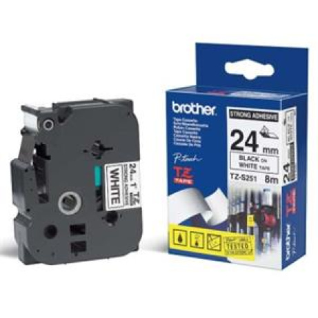 Brother - TZe-S251 bílá / černá (24mm,lamin.,extrémně adh.)
