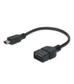 Digitus Adaptérový kabel USB 2.0, OTG, typ mini B - A M/F, 0,2m, USB 2.0, bl