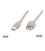 Digitus USB kabel prodlužovací A-A, 2xstíněný, měď, 1,8m, šedý