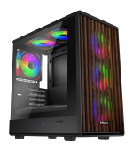 EVOLVEO Panthera, mATX/6x ARGB 120/dřevo+sklo