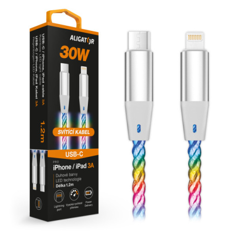 ALIGATOR Datový kabel LIGHT 3A, 30W USB-C/Lightning 0,5m