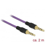 Delock Kabel Stereo Jack 3,5 mm 4 pin samec > samec 2 m fialový
