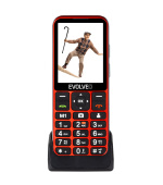EVOLVEO EasyPhone LT, mobilní telefon pro seniory s nabíjecím stojánkem (červená barva)