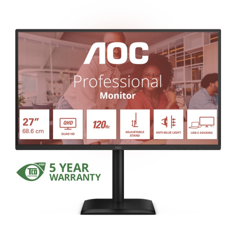 AOC/Q27E4CV/27"/IPS/QHD/120Hz/4ms/Černá/5R