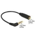 Delock Audio kabel Stereo jack 3.5 mm 4 pin samec > Stereo jack 2.5 mm 3 pin samice pravoúhlá