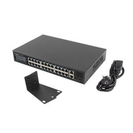 LANBERG SWITCH  24X 100MB POE+/2X COMBO RACK 19" GIGABITOVÝ ETHERNET 360W V2