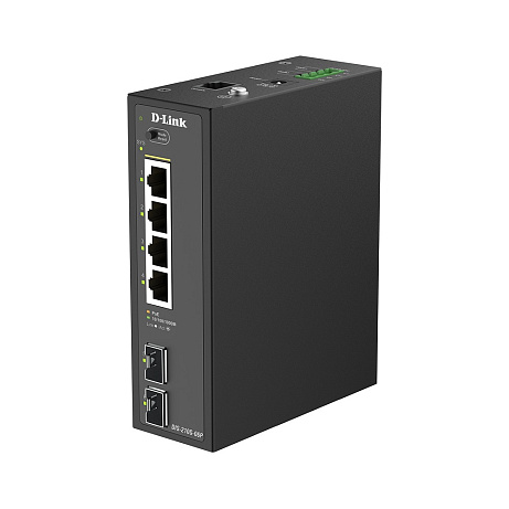 D-Link DIS-210G-06P 6-Port Gigabit Industrial PoE+ Smart Managed Switch with 2 x SFP Ports