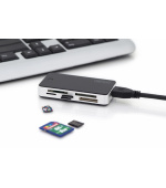 DIGITUS Čtečka karet USB 3.0 s připojovacím kabelem USB 1m Podpora karet MS / SD / SDHC / MiniSD / M2 / CF / MD / SDXC
