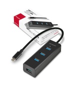 AXAGON HUE-S2C, 4x USB 3.0 CHARGING hub, micro USB nap. konektor, kabel USB-C 40cm