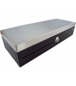 Pokladní zásuvka flip-top FT-460C2 - s kabelem, se zamyk. krytem pořadače, Nerez víko, 9-24V, černá