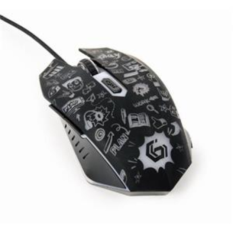Gembird Myš MUS-6B-GRAFIX-01, černá s grafickým potiskem, USB