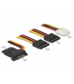 Delock Napájecí kabel SATA 15 pin samec > 3 x SATA samice + 1 x Molex 4 pin samice 20 cm (PCB)