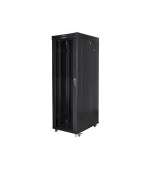 LANBERG Volně stojící skříň 19" 42U/800x1000 (v rozloženém stavu) skleněné dveře LCD černá (RAL9004)