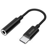 Genius ACC-C100, Redukce, USB-C zástrčka, 3,5mm jack zásuvka, 10cm, černá
