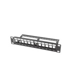 LANBERG PATCH PANEL 12 PORTŮ 1U S ORGANIZÉREM PRO KEYSTONE MODULY ČERNÝ