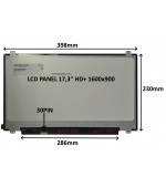 LCD PANEL 17,3" HD+ 1600x900 30PIN MATNÝ / ÚCHYTY NAHOŘE A DOLE
