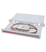 Digitus Fiber Optic Sliding Splice Box, 1U, Equipped 24x LC duplex, incl. M 25 Screw, Splice Cassette Color Pigtails OM4, Adapter