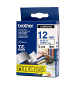 Brother - TZe-233, bílá / modrá (12mm, laminovaná)