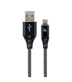 GEMBIRD CABLEXPERT Kabel USB 2.0 AM na Type-C kabel (AM/CM), 1m, opletený, černo-bílý, blister, PREMIUM QUALITY,