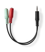 Nedis CAGB22150BK02 - Stereo Audio Kabel | 3,5mm Zástrčka -2x 3,5mm Zásuvka | 0.20 m | Kulatý | Černá