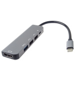PremiumCord USB-C na HDMI + 2x USB3.2 + PD 100W+ RJ45 10/100/1000Mbps adaptér