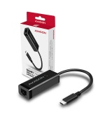 AXAGON ADE-SRC, USB-C 3.2 Gen 1 - Gigabit Ethernet síťová karta, auto instal, černá