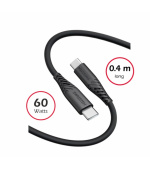 SWISSTEN DATOVÝ KABEL SOFT SILICONE USB-C / USB-C 0,4 M ČERNÝ