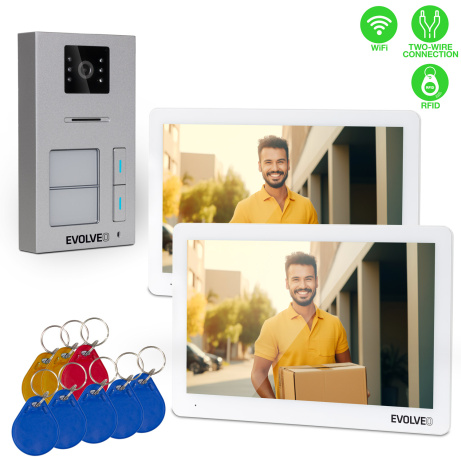 EVOLVEO DoorPhone 20-2W - 2 drátový videotelefon s aplikací pro dvě domácnosti a 32GB pamětí