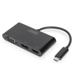 DIGITUS USB-C™ 3v1 adaptér pro tři monitory  (HDMI, DP, VGA)