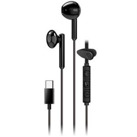 Genius HS-M366 Headset, drátový, do uší, mikrofon, ovládání hlasitosti, 360° rotační klip, USB-C, černý