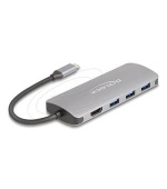 Delock 7portový USB 10 Gb/s rozbočovač a výstup 4K HDMI s připojením USB typu C a PD 3.0 90 Wattů