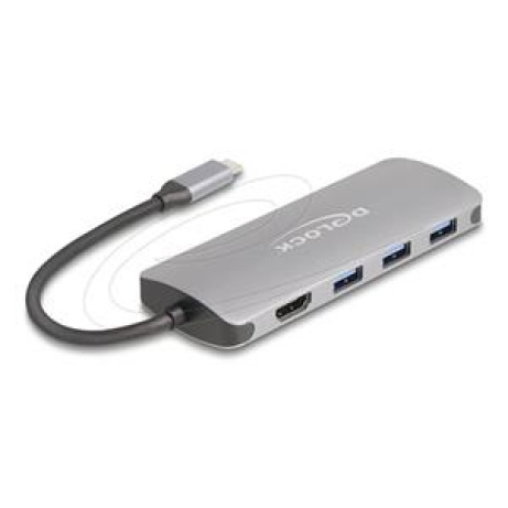 Delock 7portový USB 10 Gb/s rozbočovač a výstup 4K HDMI s připojením USB typu C a PD 3.0 90 Wattů