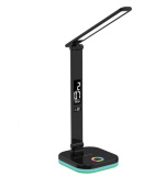 Platinet PDL711RGBB stolní LED lampa stmívatelná, bezdrátové nabíjení, hodiny, černá