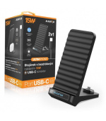 Aligator Stojánek s bezdrátovým nabíjením 15W a USB-C konektorem, 2v1, černý