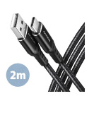 AXAGON BUCM-AM20AB, HQ kabel USB-C <-> USB-A, 2m, USB 2.0, 3A, ALU, oplet, černý