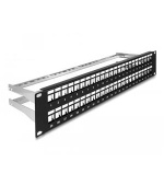 Delock Spojovací panel Keystone, rozměru 19”, 48 portů, s uvolňováním napětí, 2U, černý