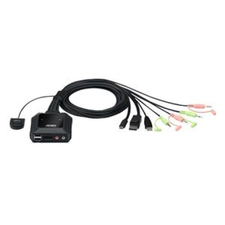 ATEN 2-port 4K USB-C/Displayport Hybrid KVMP, audio, 1.2m kabely