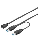 PremiumCord USB 3.0 napájecí Y kabel A/M + A/M -- Micro B/M