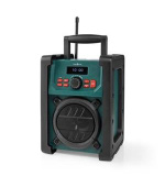 Nedis RDDB3100GN - Rádio DAB+ na staveniště | 15 W | Bluetooth® | Budík | Časovač vypnutí | IP65 | Držadlo | Černá/Zele