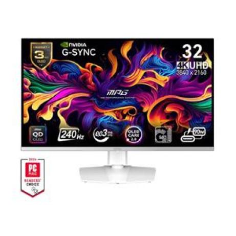 MSI Gaming monitor MPG 321URXW QD-OLED, 31,5" QD-OLED/4K 3840x2160/240Hz/0,03ms/DP/2xHDMI/USB-A,B,C/Výšk. nast./Pivot/bílá