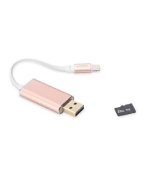 Ednet Inteligentní paměť s aplikací, růžové úložiště s rozšířeným úložištěm pro iPhone, iPad, microSD kartu až 256 GB, iOS 7.1 a v