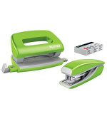 LEITZ Set mini sešívačky a děrovačky  WOW, zelená