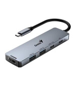 Genius UH-500 Dokovací stanice, USB-C, 1× HDMI, 2× USB 3.0, 2× USB-C, Power Delivery 100W, 15cm, šedá