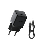 Baseus Palm Fast Nabíječka USB-C 20W + Datový Kabel USB-C/USB-C 1m Black