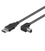 PremiumCord Kabel USB 2.0, A-B, 1m se zahnutým USB-B konektorem 90°