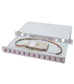 Digitus Fiber Optic Sliding Splice Box, 1U, Equipped 12x LC duplex, incl. M 25 Screw, Splice Cassette Color Pigtails OM4, Adapter