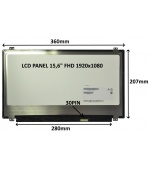LCD PANEL 15,6" FHD 1920x1080 30PIN MATNÝ / ÚCHYTY NAHOŘE A DOLE