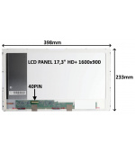 LCD PANEL 17,3" HD+ 1600x900 40PIN MATNÝ / ŠROUBOVÁNÍ Z BOKŮ