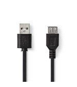 Nedis CCGP60010BK02 - USB 2.0 kabel | A Zástrčka - A Zásuvka | 0,2 m | Černá barva