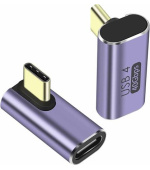 PremiumCord zahnutý 90° Adaptér USB-C Female - USB-C Male 40Gbps Aluminium